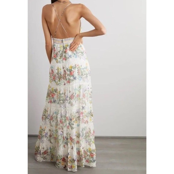 Alice + Olivia Karolina Floral Eyelet Maxi Dress Size 12 Ivory $595 - Picture 2 of 16